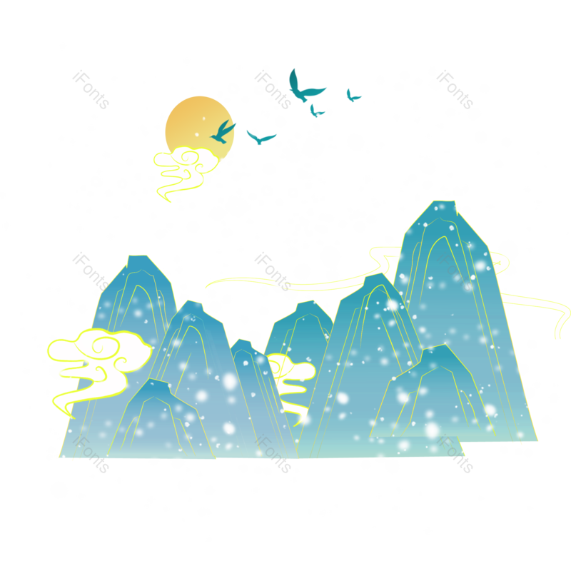 装饰图片,中国风元素,插画PNG,雪花免抠素材